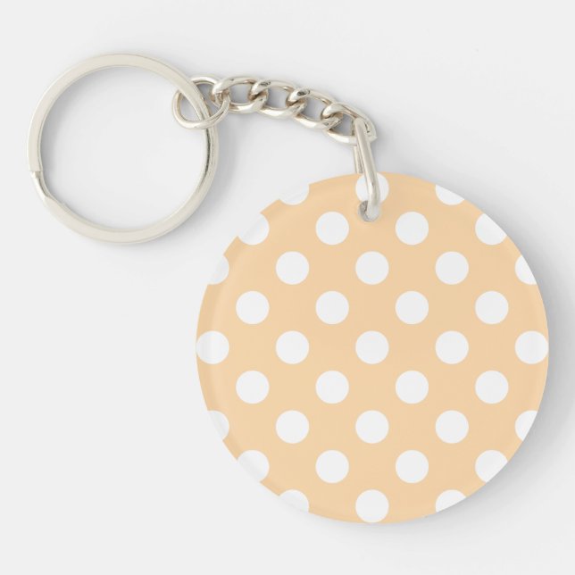 Porte-clés Pois blancs sur beige (Devant)
