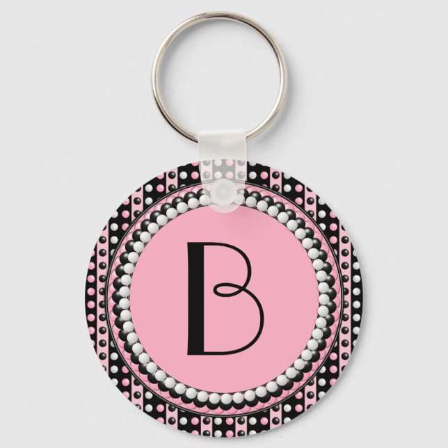 Porte-clés Pois en bandes Porte - clé monogramme (Recto)