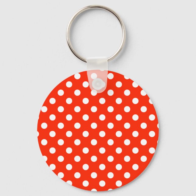 Porte-clés Pois grand - blanc sur écarlate (Recto)