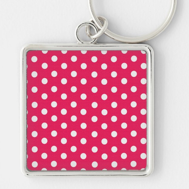 Porte-clés Pois Rose Et Blanc (Devant)