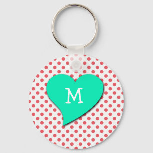 Porte-clés Pois roses de corail - Monogramme par Shirley Tayl