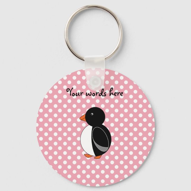 Porte-clés Pois roses pingouins mignons (Recto)