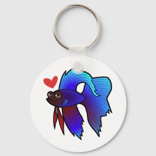 Porte-clés Poisson Betta / Combattant Siamois Amour