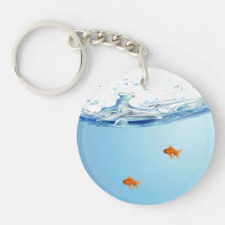 Porte-clés Poisson d'or sous aquarium