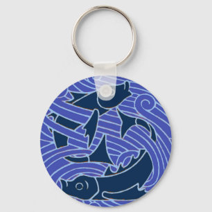Porte-clés Poisson Gras Baignade Océan Bleu Pêche