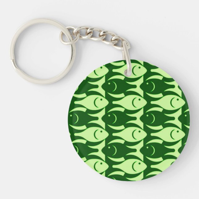 Porte-clés Poisson moderne du milieu du siècle, chaux et vert (Devant)