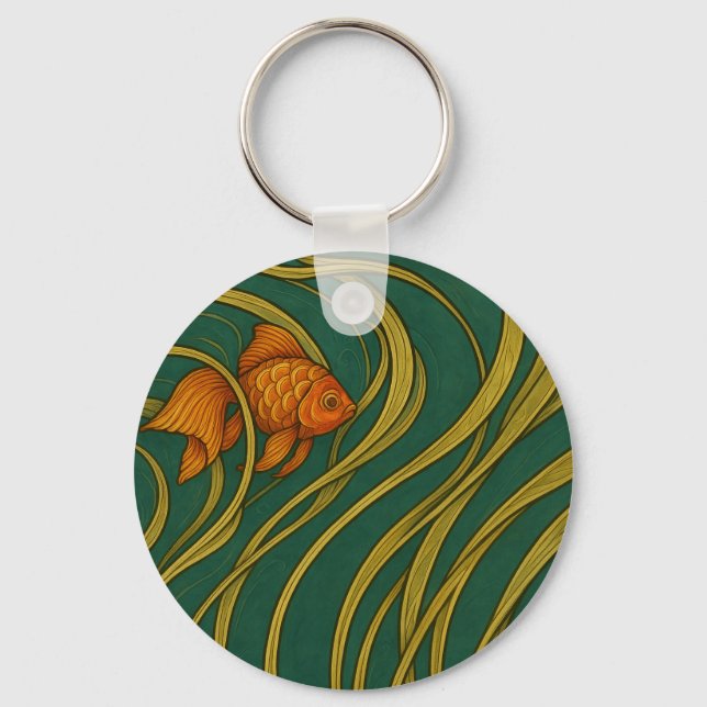 Porte-clés Poisson rouge Art Nouveau  (Recto)