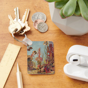 Porte-clés Poisson vintage dans l'océan, poisson ange de cora