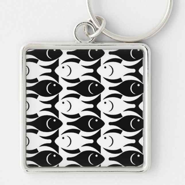 Porte-clés Poissons modernes de la moitié du siècle, noirs et (Devant)
