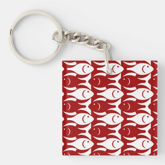 Porte-clés Poissons modernes de la moitié du siècle, rouge (Devant)