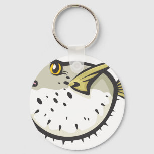 Porte-clés Poissons sérieux de décolleur en noir et blanc
