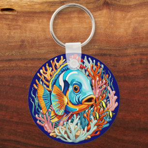 Porte-clés Poissons Tropicaux Couleurs Vives Ambiance Été