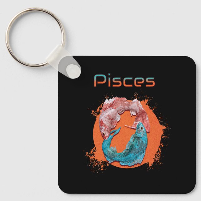 Porte-clés Poissons Zodiaque Horoscope Signe d'Eau Astrologie (Recto)