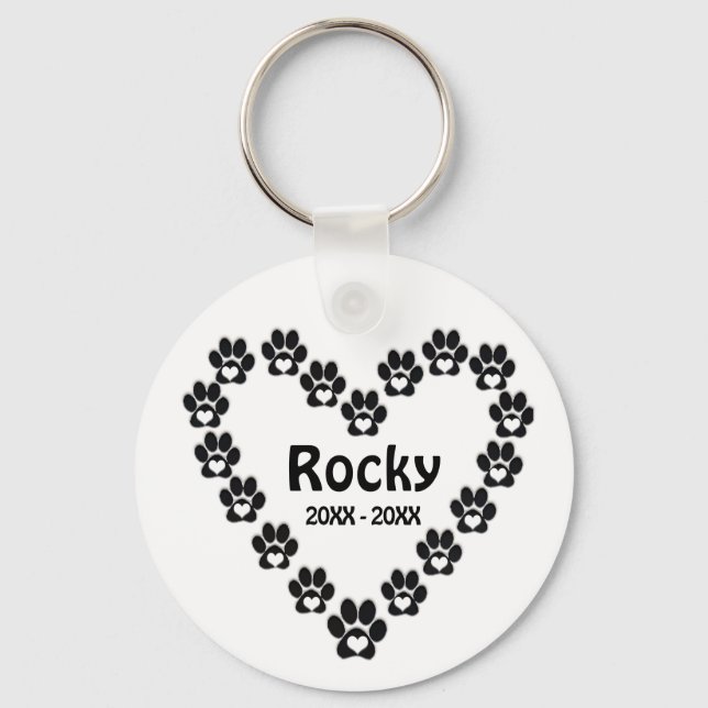 Porte-clés Poitrine de Chien Personnalisé Simple Heart Paws (Recto)