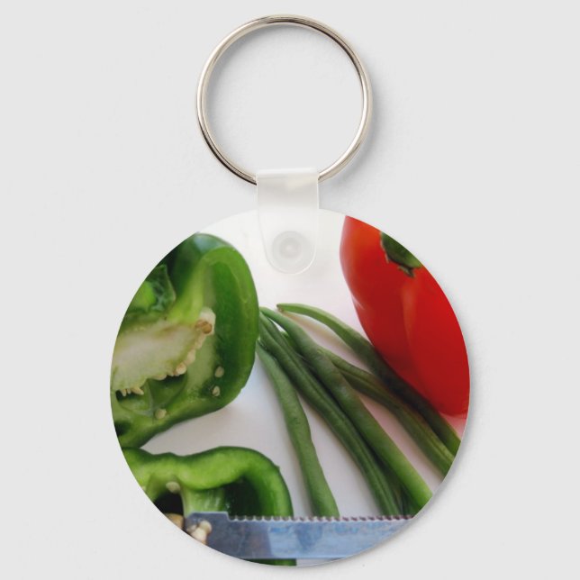 Porte-clés Poivrons verts et rouges avec haricots (Recto)