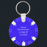 Porte-clés Poker Chip Casino Mariage à thème Faveur<br><div class="desc">Casino Las Vegas jeu thème mariage toiletteur cadeau porte - clé fait dans un look de puce de poker bleu et blanc. Personnalisez tous les champs de texte en fonction de vos besoins mariages. Des produits correspondants sont disponibles.</div>