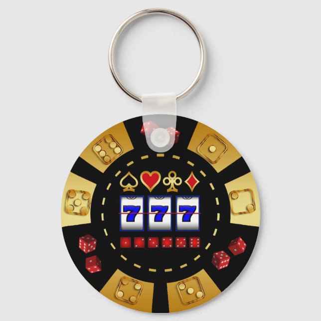 PORTE-CLÉS POKER DE JEUX OR ET NOIR (Recto)