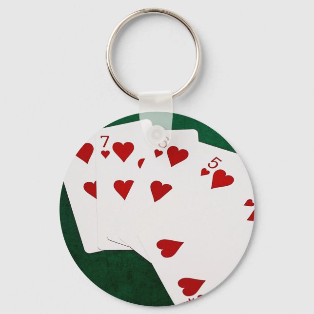 Porte-clés Poker Hands - Flush droit - Coeur (Recto)