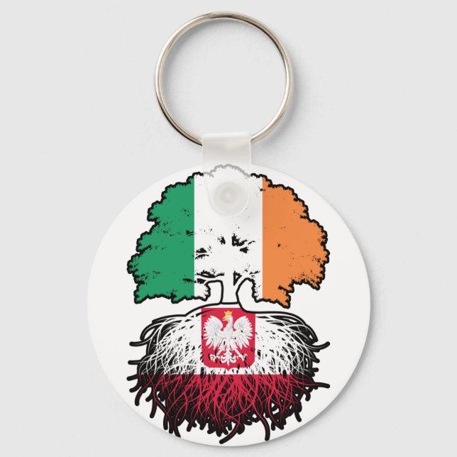 Porte-clés Poland Polish Irish Ireland Tree Roots Flag (Recto)