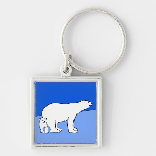 Porte-clés Polar Bear Mom and Cub Painting - Wildlife Art (Devant)