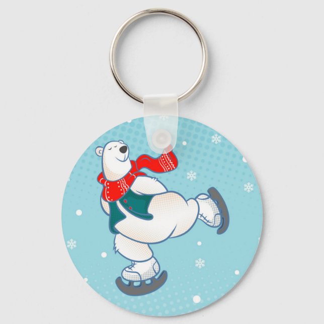 Porte-clés Polar bear on ice skates (Recto)