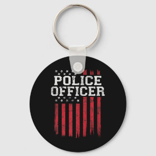 Porte-clés Police Officier Drapeau Américain Patriot Patrioti