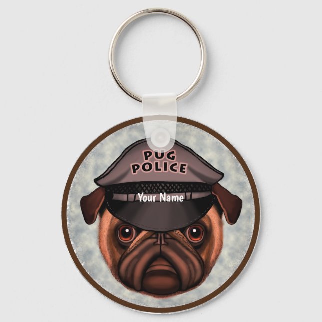 Porte-clés Police Pug (Recto)