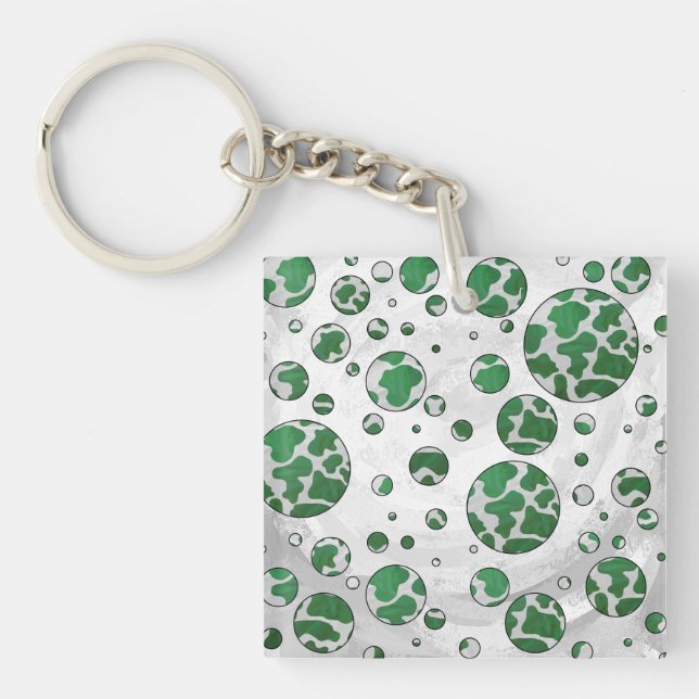 Porte-clés Polis Dot Vache vert et blanc Impression (Devant)