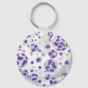 Porte-clés Polka blanc et violet dalmate