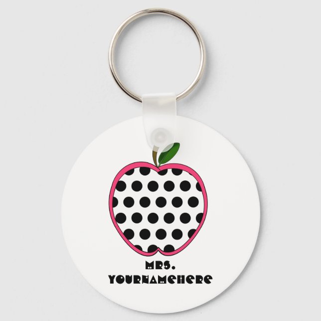 Porte-clés Polka Dot Apple enseignant (Recto)