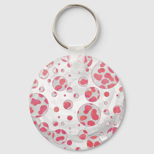 Porte-clés Polka Dot Dalmatie rose et blanc