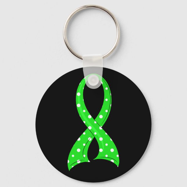 Porte-clés Polka Dot Lime Green Ribbon Non-Hodgkin Lymphoma (Recto)