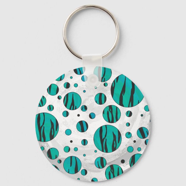 Porte-clés Polka Dot Tiger noir et Turquoise (Recto)
