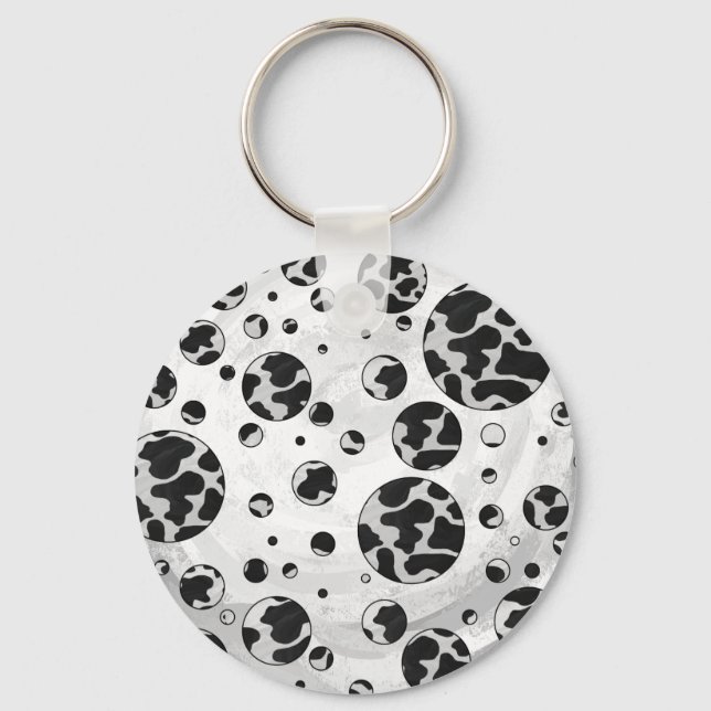 Porte-clés Polka Dot Vache noir et blanc (Recto)