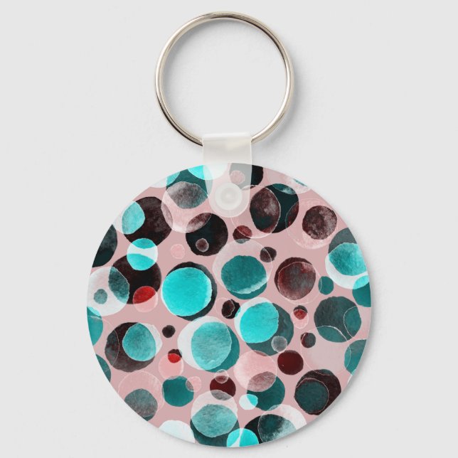 Porte-clés Polka point aquarelle, motif abstrait. (Recto)