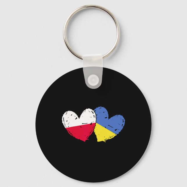 Porte-clés Pologne Ukraine Cœur Drapeaux Drapeau Double Polon (Recto)