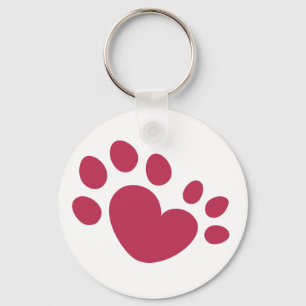 Porte-clés Polydactyl Chat Coeur Empreinte de patte