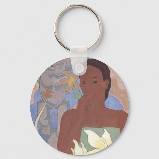 Porte-clés 'Polynesian Woman and Tiki' - Keychain (Recto)