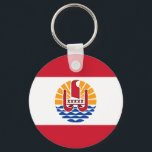 Porte-clés polynésie française<br><div class="desc">Drapeau de la Polynésie française. Le drapeau de la Polynésie française a été adopté en 1984. Deux bandes horizontales rouges encadrent une large bande blanche; centrée sur la bande blanche est un disque avec un motif à vague bleu et blanc représentant la mer sur la moitié inférieure et un motif...</div>