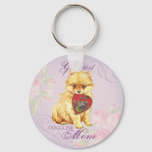 Porte-clés Pomeranian Heart Mom