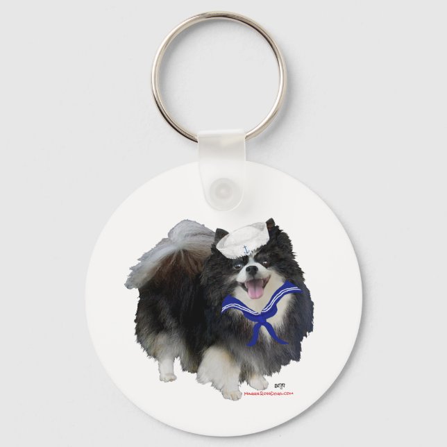 Porte-clés Pomeranian noir marin (Recto)