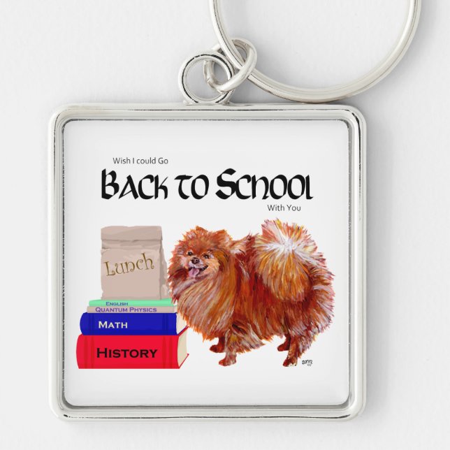 Porte-clés Pomeranian Retour à l'école (Devant)