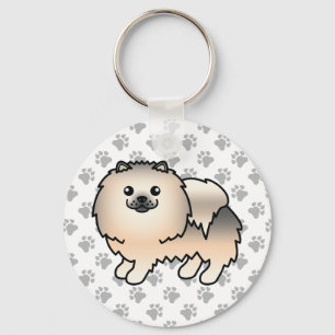 Porte-clés Pomeranian Sable Crème Chien de Dessin Animé Migno