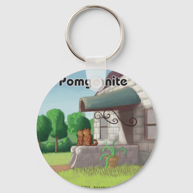 Porte-clés Pomeranian sur Granite (Pomegranite) Drôle (Recto)