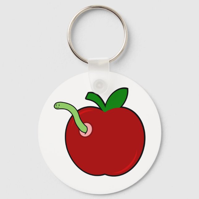 Porte-clés Pomme mignonne avec ver (Recto)