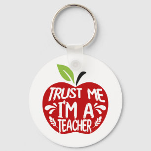 Porte-clés Pomme rouge CONFIANCE MOI JE SUIS UN PROFESSEUR Ci