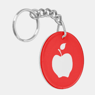 Porte-clés Pomme rouge et blanche