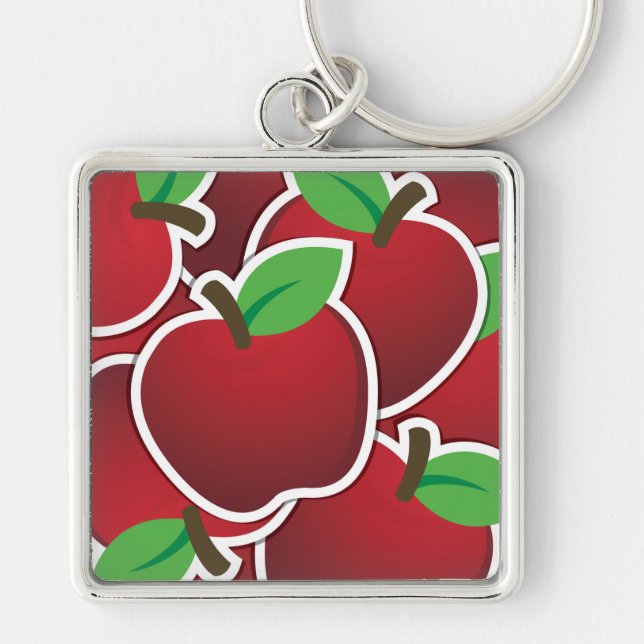 Porte-clés Pomme rouge funky (Devant)