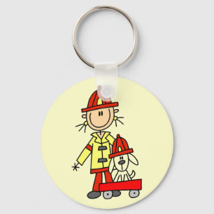 Porte-clés Pompier bonhomme allumette avec dalmatien