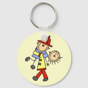 Porte-clés Pompier bonhomme allumette sauvant des vies